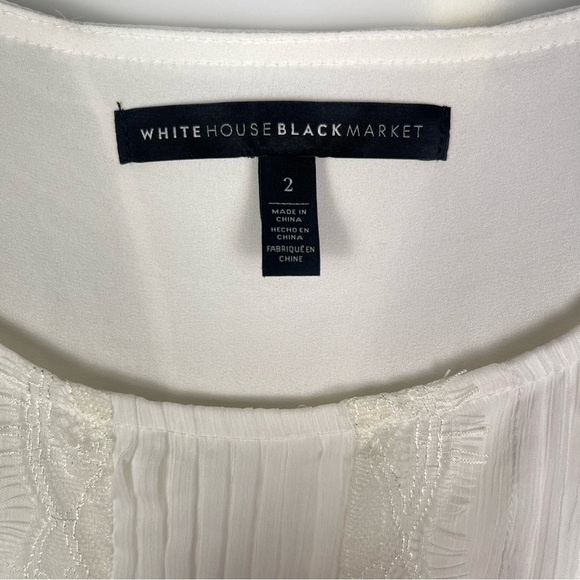 2/$30 White House Black Market Elegant Off White Women's Lace Semi sheer Top - Picture 5 of 11